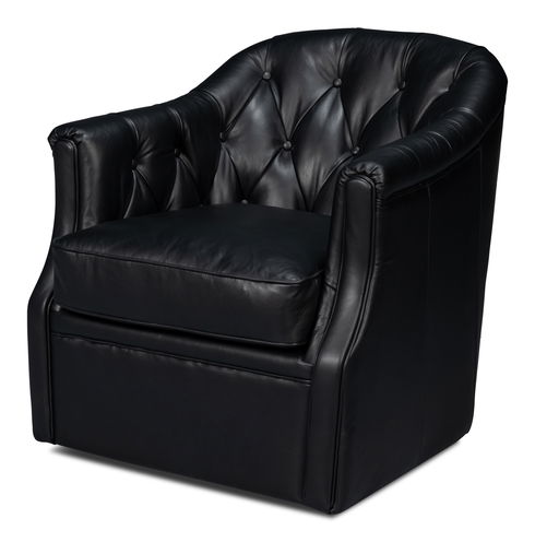 Coolidge Leather Swivel Chair, Black