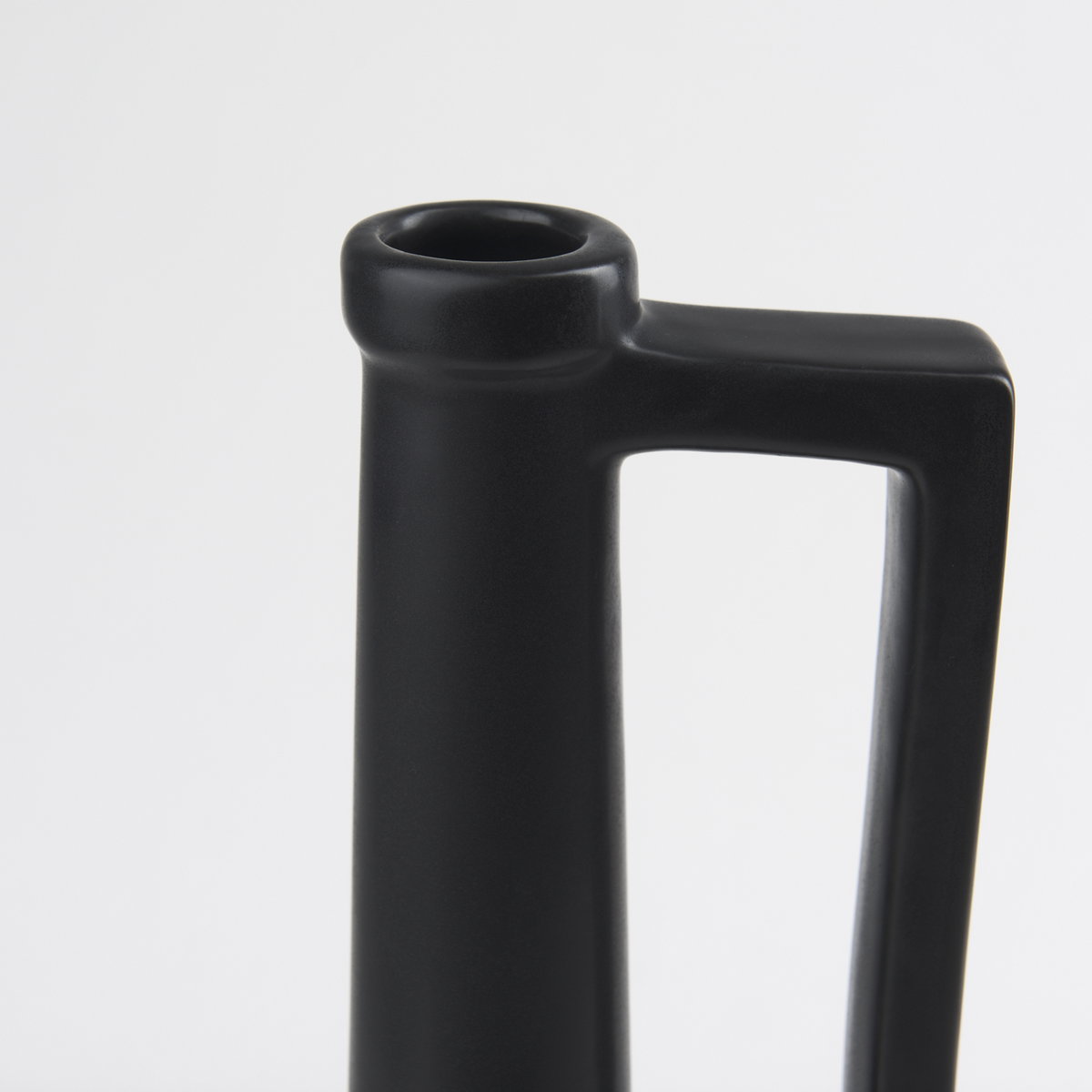 Burton 17.1H Large Matte Black Ceramic Jug Vase, Decorative Jar by Mercana, 6.1" length x 6.1" width x 15.55" height View 7