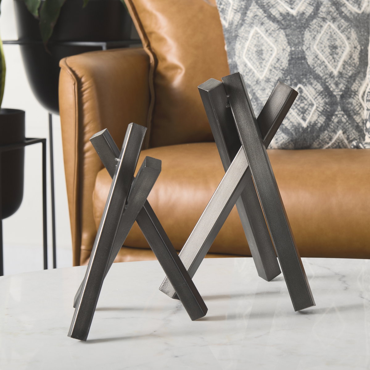 Bastian (Large) 9L x 8W Black Metal Abstract Object, Decorative Object by Mercana, 9.06" length x 7.48" width x 12.01" height View 5
