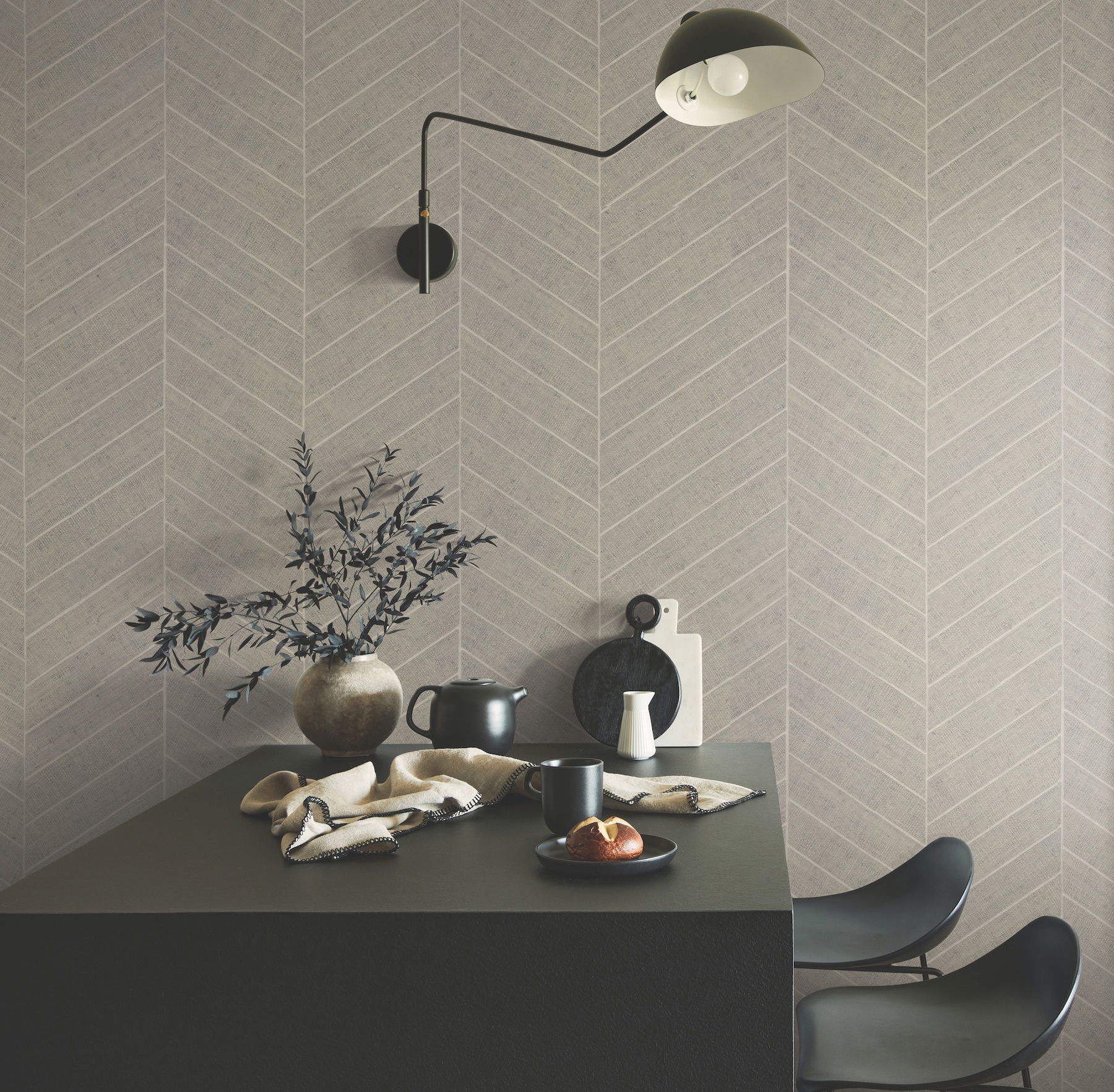 Atelier Herringbone Linen Wallpaper large image 