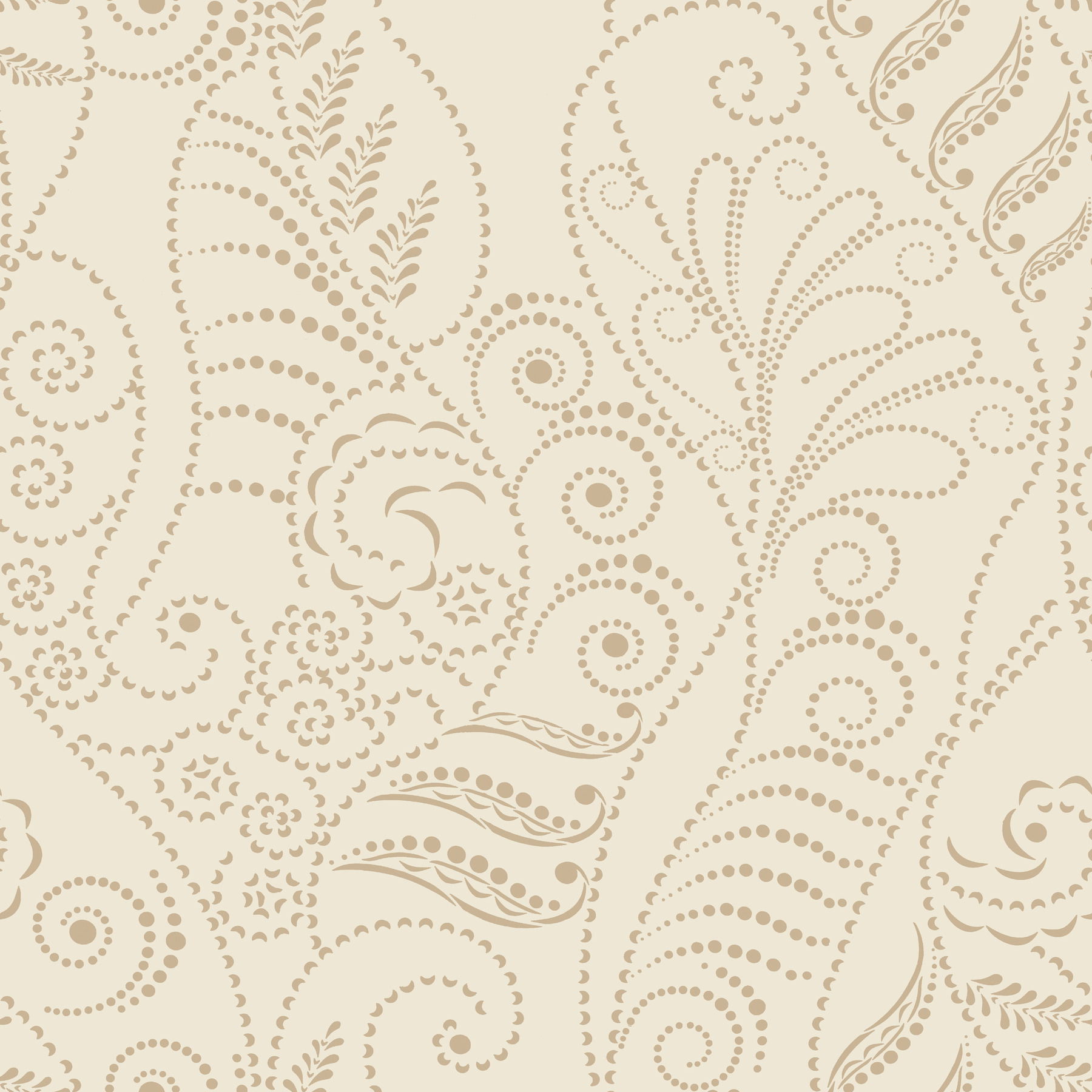 Gold & Cream Metallic Modern Fern Wallpaper large image 