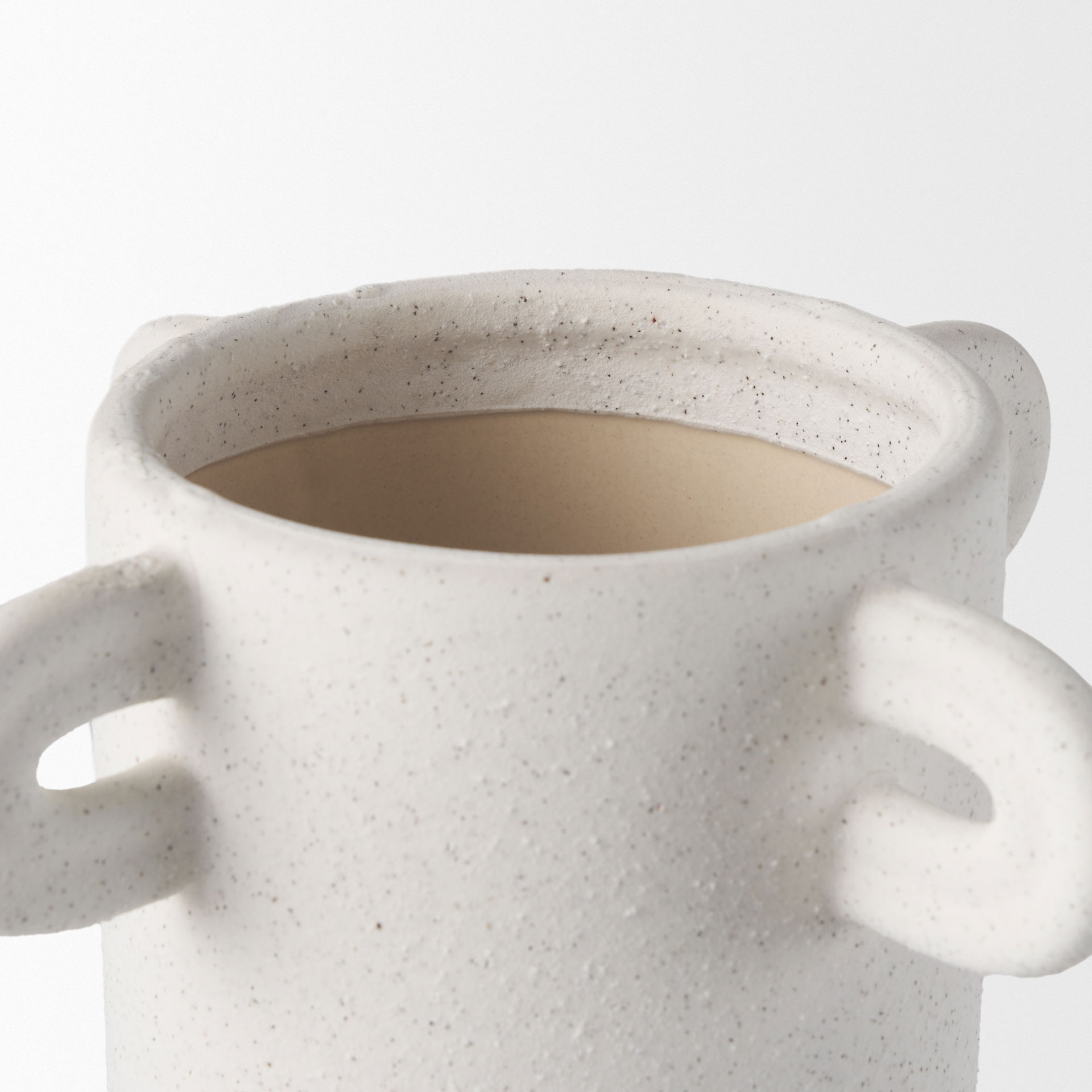 Dylan Tall Textured Off White with Handles Ceramic Vase, by Mercana, 8.5" length x 8.5" width x 16" height View 8