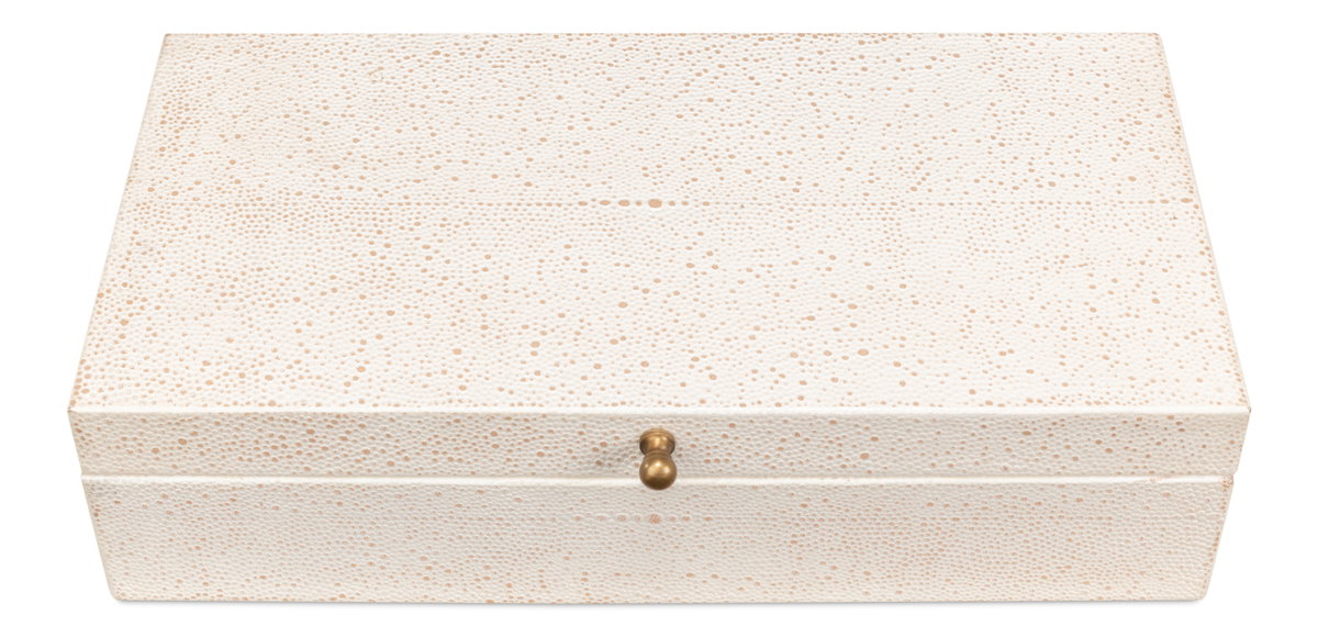 Gatsburg Shagreen Box Osprey White  S/2, by Sarreid, 6" length x 1' width x 3" height View 10