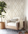Woven Trellis Beige Wallpaper, by York Wall, 33' length x 1'8.5" width x 0.02" depth thumbnail 3