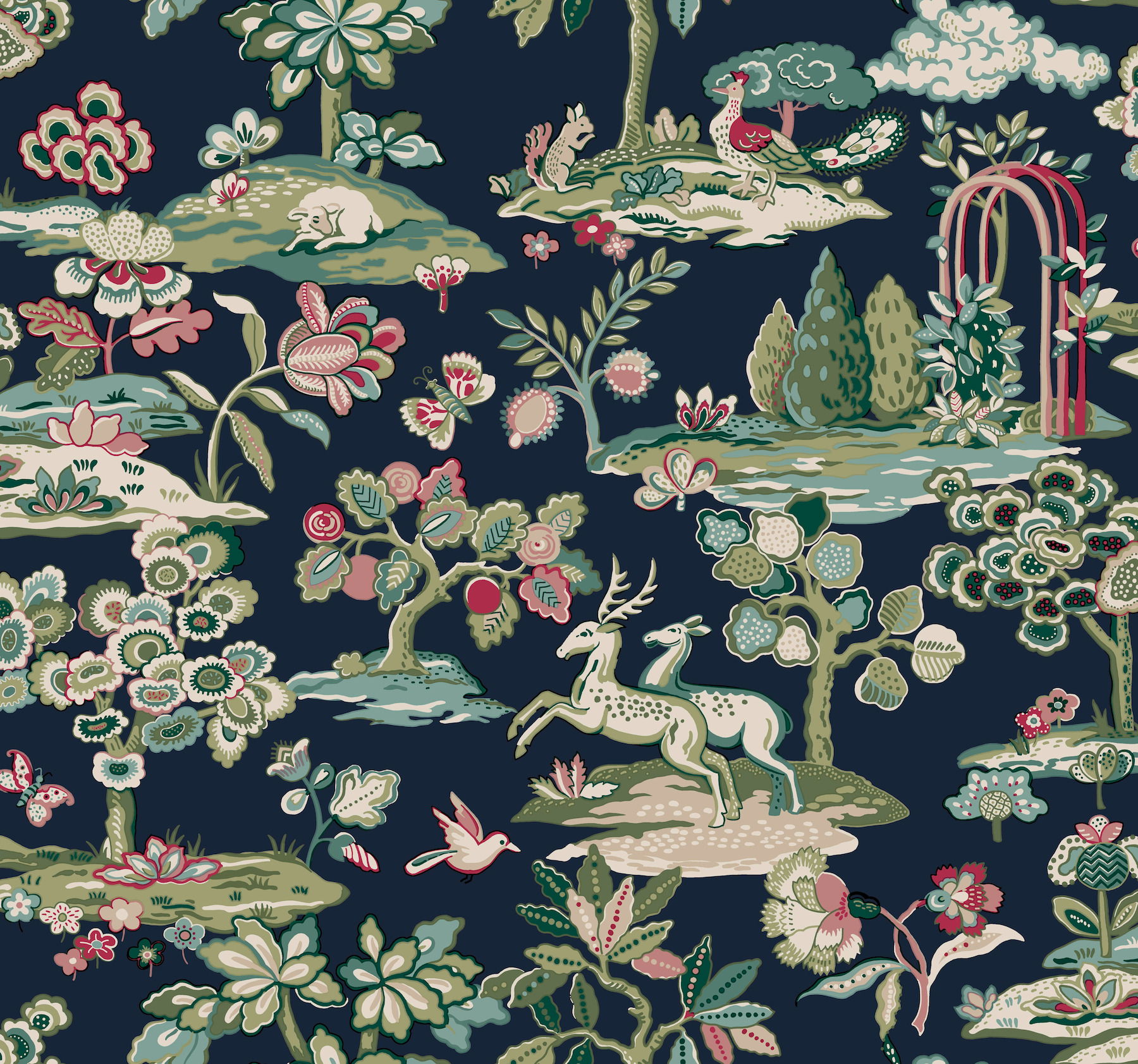 Kingswood Navy & Red Wallpaper large image 