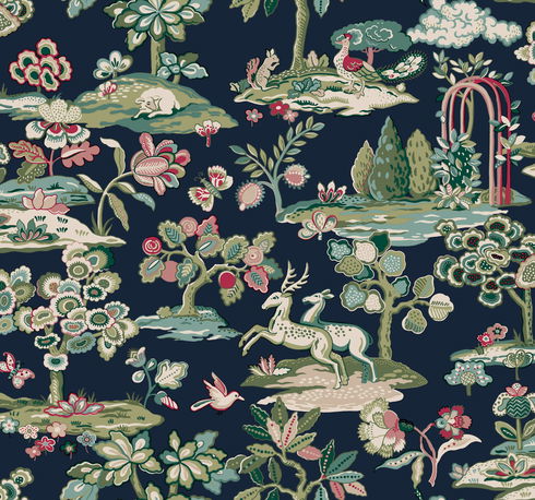Kingswood Navy & Red Wallpaper