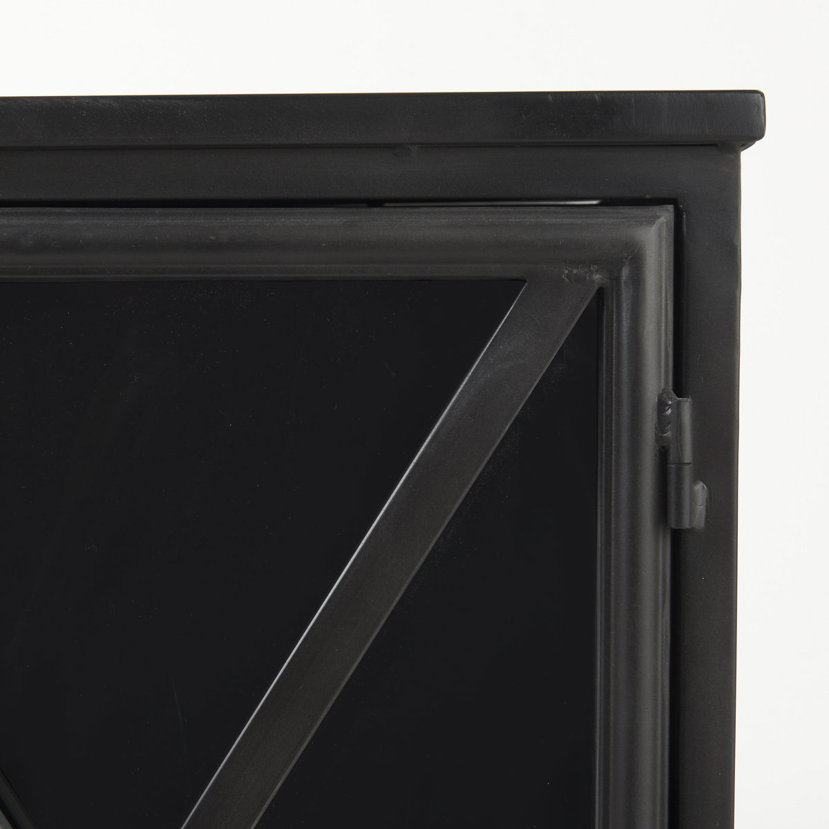 Poppy III 40L x 16W Black Metal With Glass Door Accent Cabinet, Cabinets & Chest by Mercana, 40.25" length x 16" width x 33" height View 7