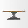 Maxton 79'L x 39'W Rectangular Pedestal Dining Table | Brown Wood & Gunmetal Metal | Seats 6, by Mercana, 79" length x 39" width x 30" height thumbnail 4