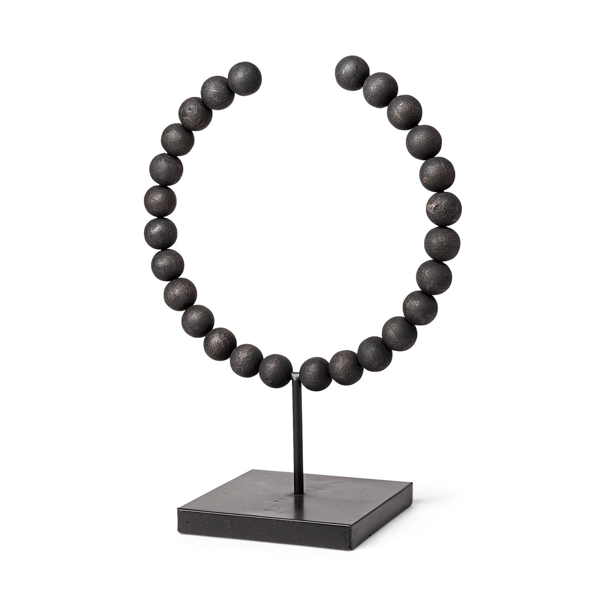 Tulane II (Large) 12L x 6W Black Beaded Broken Sphere Decorative Object, by Mercana, 11.81" length x 6.1" width x 15.55" height View 1