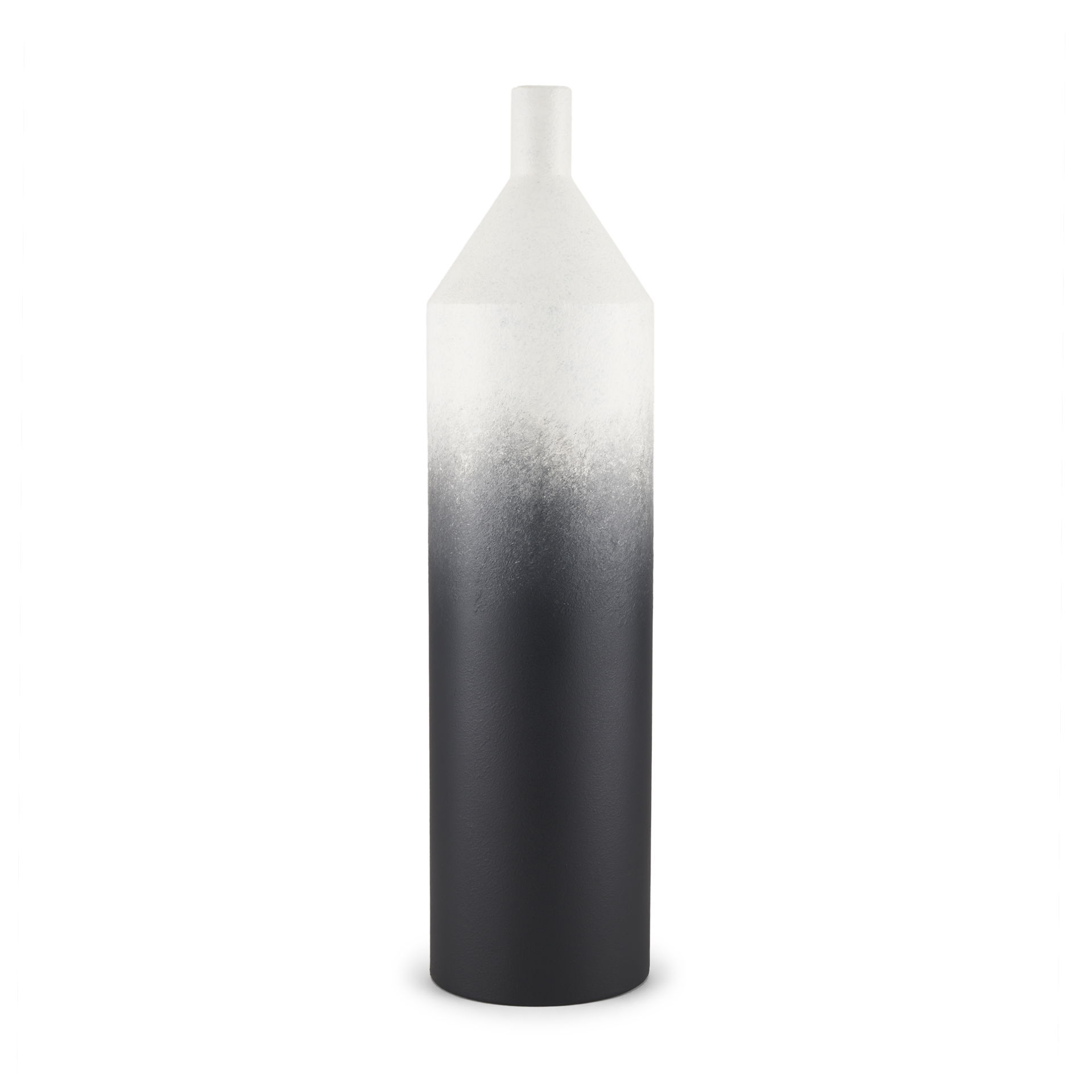 Townley Tall White with Black Ombre Metal Vase large image 