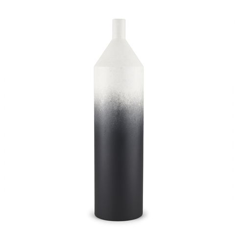 Townley Tall White with Black Ombre Metal Vase