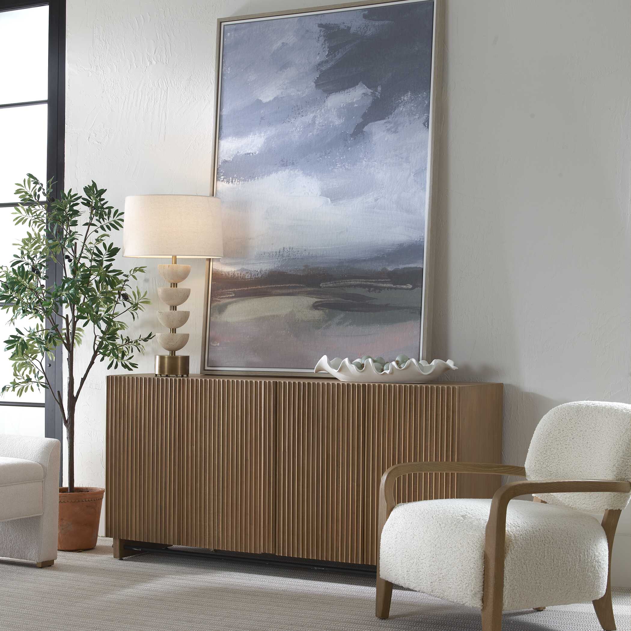 Kellem Natural Wood 4 Door Cabinet large image 