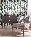 Modernist Green & Blue Peel & Stick Wallpaper thumbnail 2