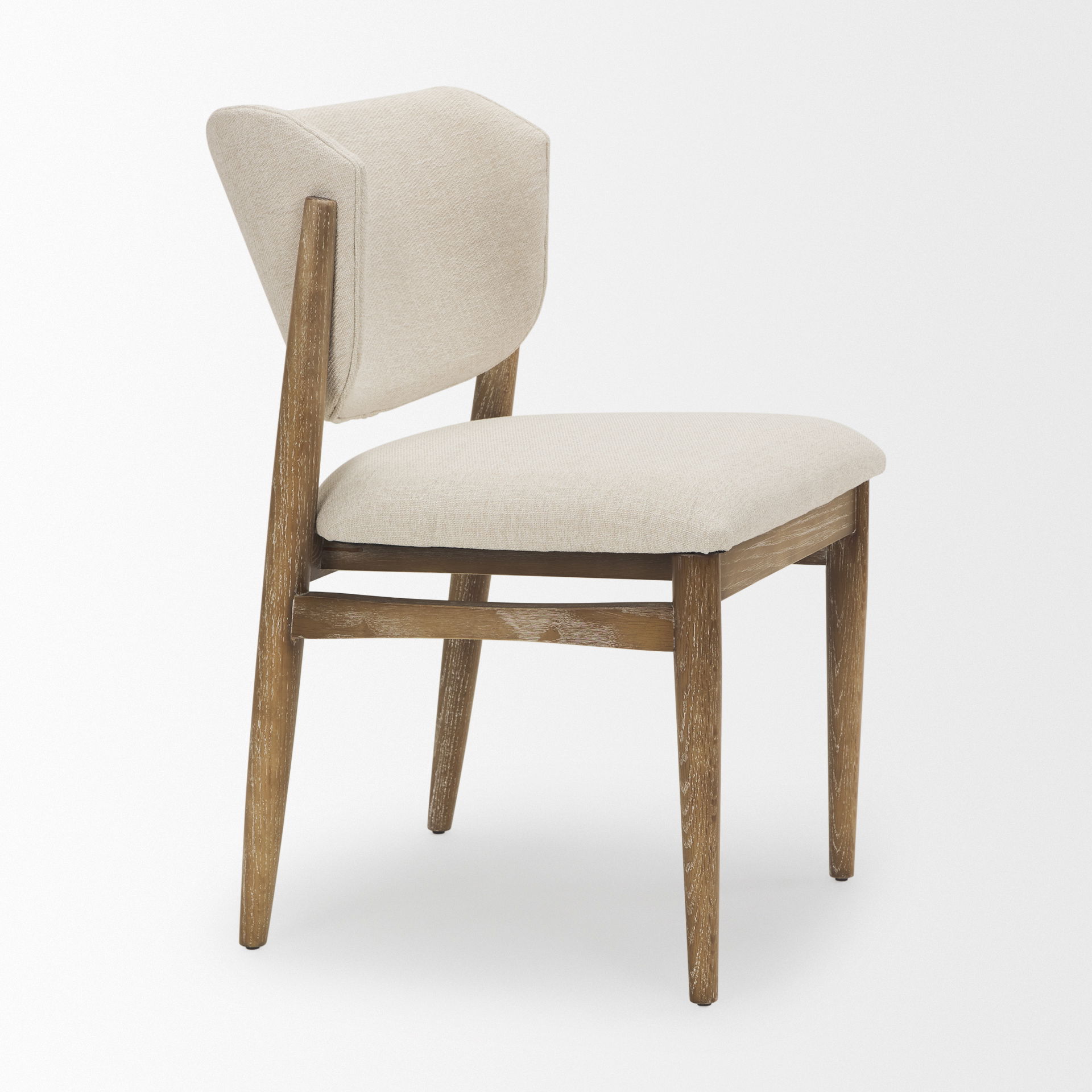 Cline Cream Fabric Upholstered and Light Brown Wood Dining Chair large image 
