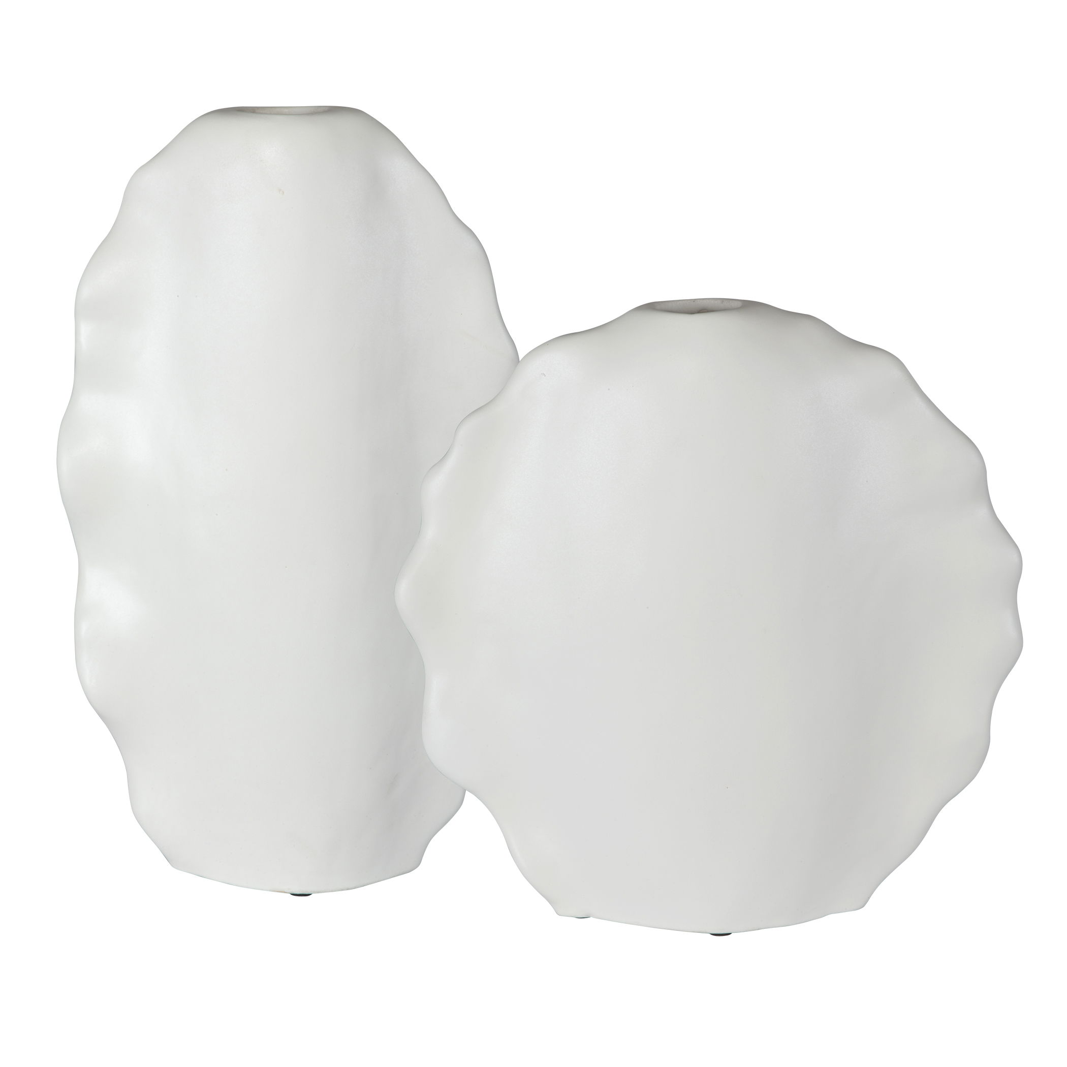 Ruffled Feathers Modern White Vases Set/2, Decorative by Uttermost, 12" width x 20" height x 5" depth View 1