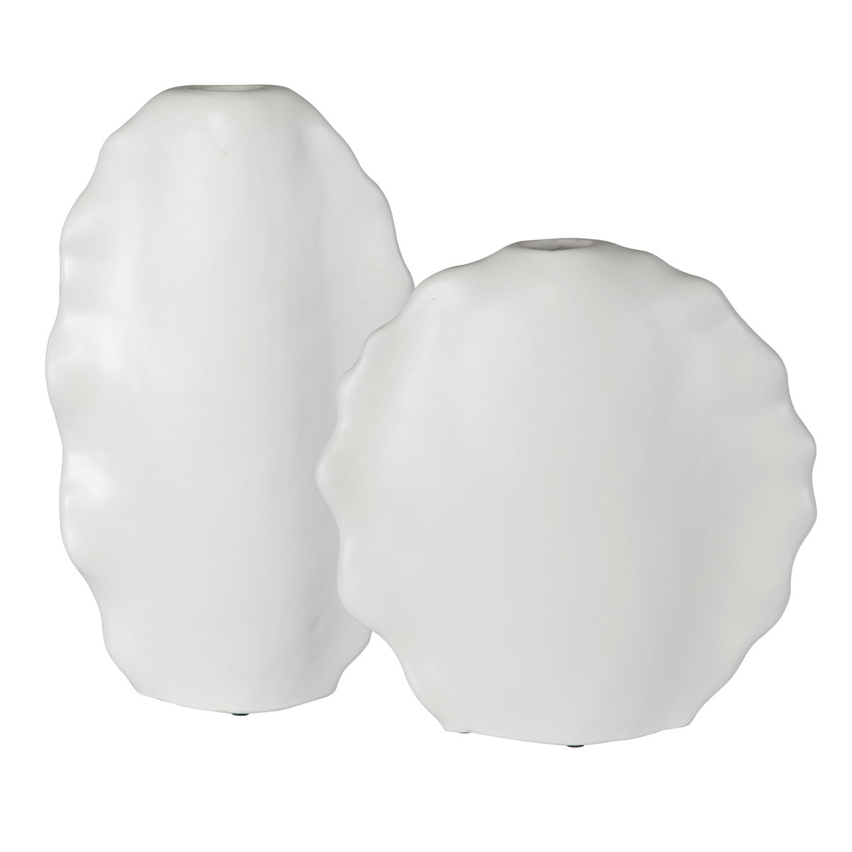 Ruffled Feathers Modern White Vases Set/2, Decorative by Uttermost, 12" width x 20" height x 5" depth View 1