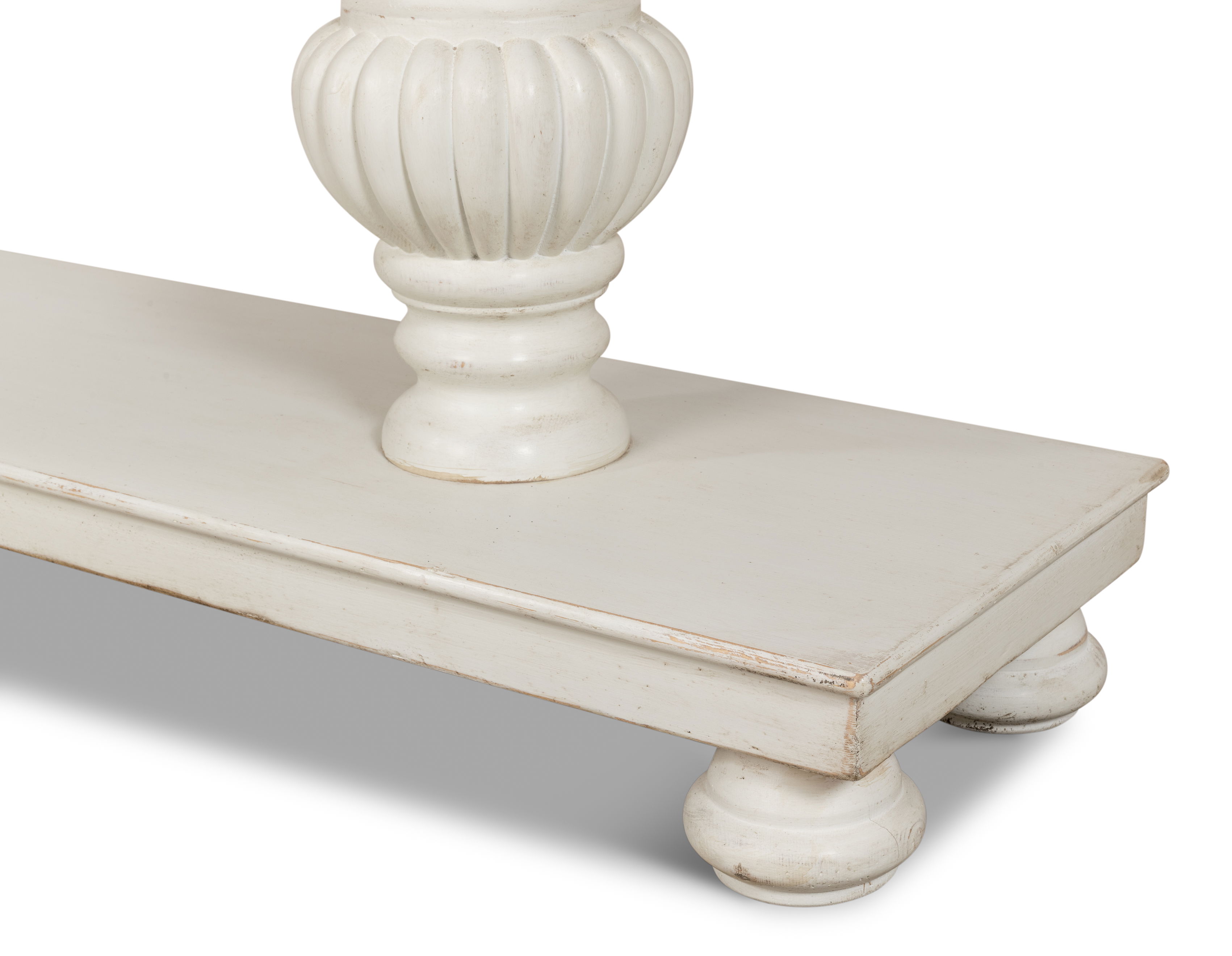 Hugo Console, Ant.White W/Natural Top, Console Table by Sarreid, 74" length x 20" width x 31" height View 8