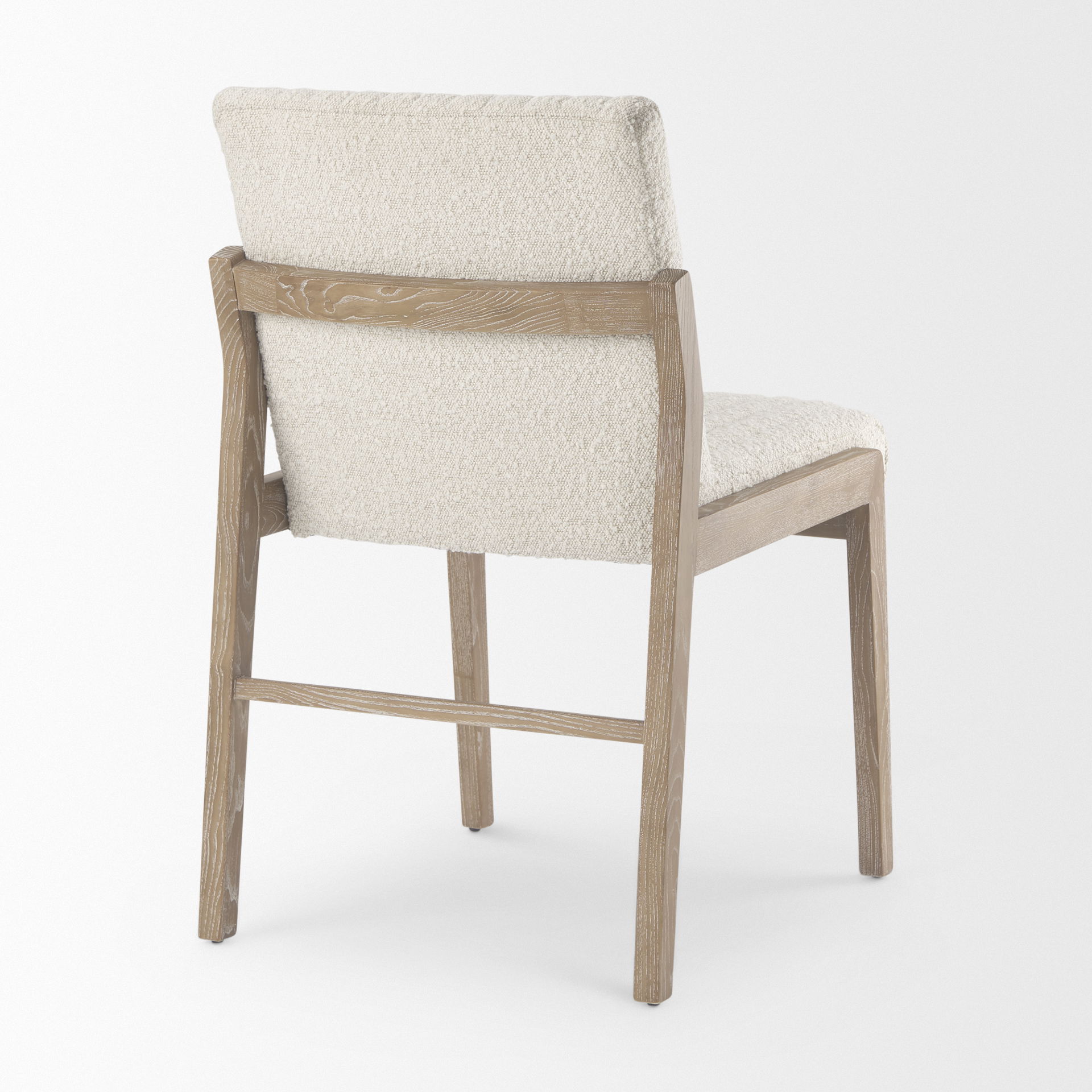 Tahoe Cream Boucle Upholstered and Light Brown Wood Armless Dining Chair large image 