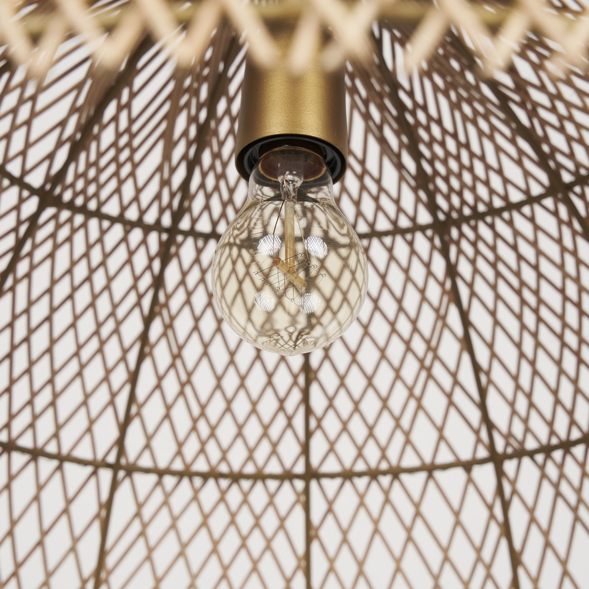 Thad 1-Light Natural Woven Rattan Dome Pendant, by Mercana, 24.5" length x 24.5" width x 14.5" height View 8