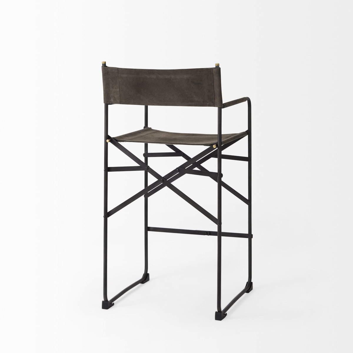 Direttore Backless 40.2in Seat Bar Stool | Brown/Gray Suede with Metal, Counter & Bar Stool by Mercana, 19.3" length x 20" width x 40.2" height View 5