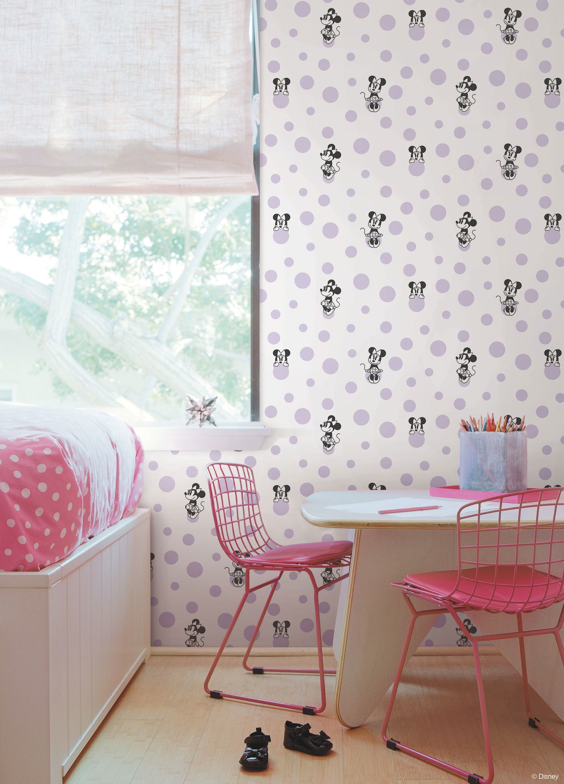 Disney Minnie Mouse Dots Purple Wallpaper large image 