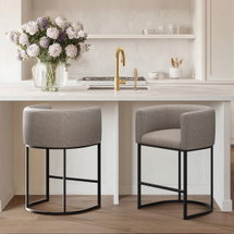Online Designer Other Upholstered Counter Stool with Metal Frame (Set of 2)