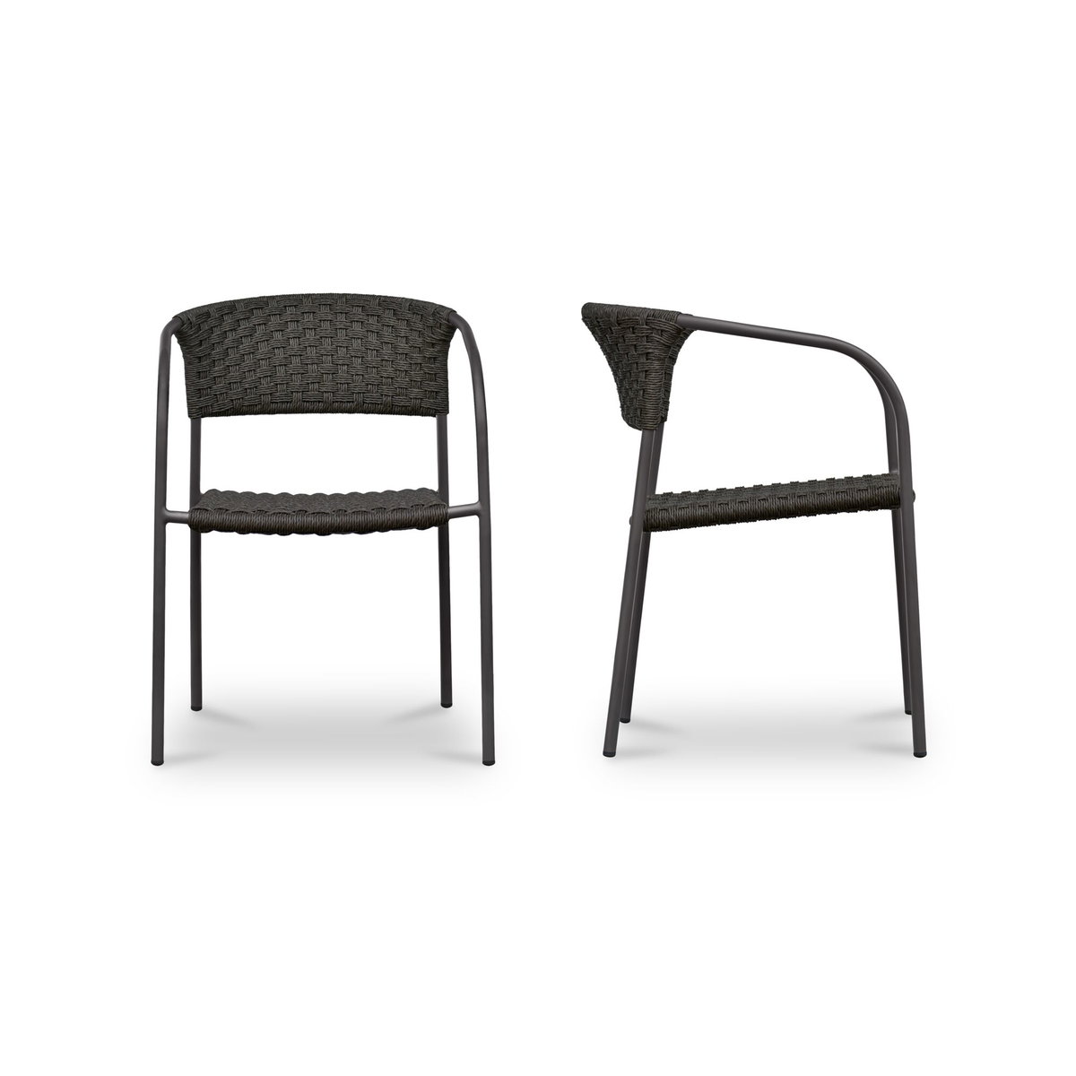 Zola Outdoor Dining Chair Dark Brown-set Of Two, by Moe's Home, 23.62" width x 30.75" height x 22.84" depth View 3