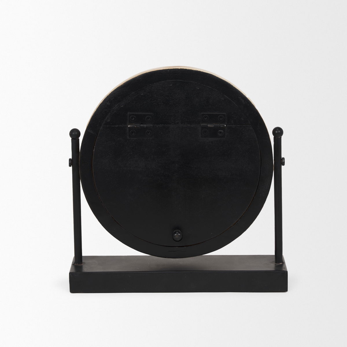 Raja Matte Black Metal with Wood Table Clock, by Mercana, 10.43" length x 3.15" width x 11.02" height View 7