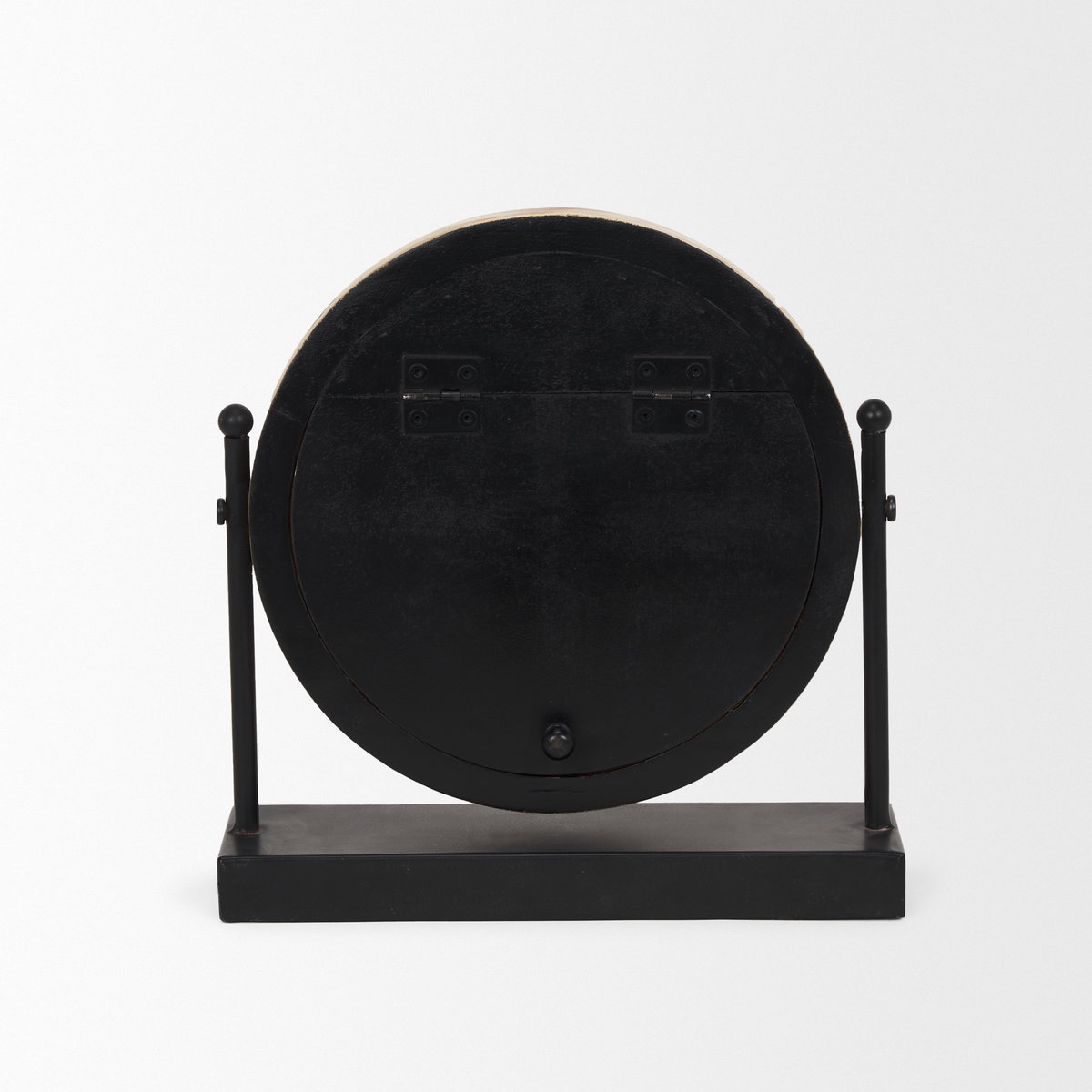 Raja Matte Black Metal with Wood Table Clock, by Mercana, 10.43" length x 3.15" width x 11.02" height View 7