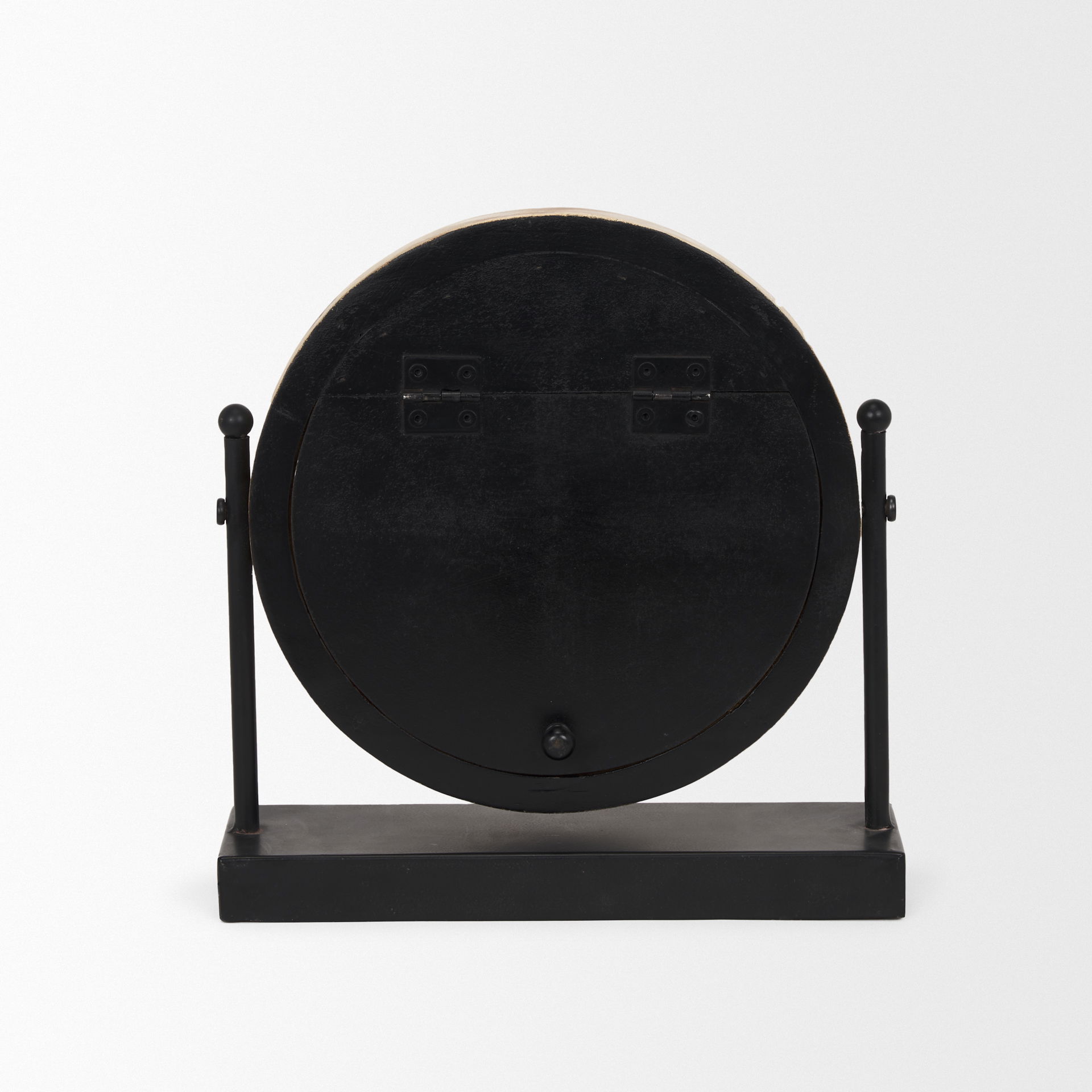 Raja Matte Black Metal with Wood Table Clock large image 