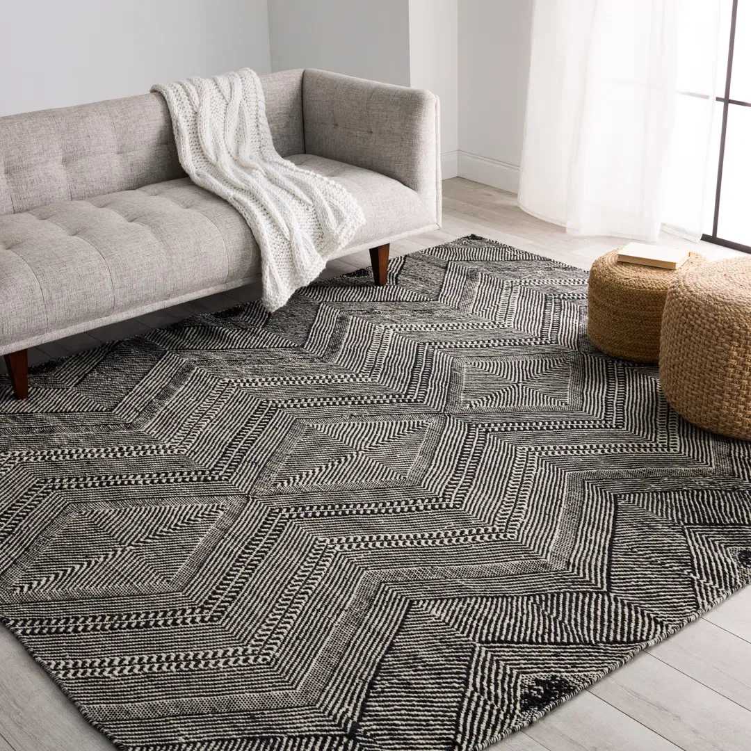 Galexia Handmade Tribal Black/ Cream Area Rug (8'X10') large image 