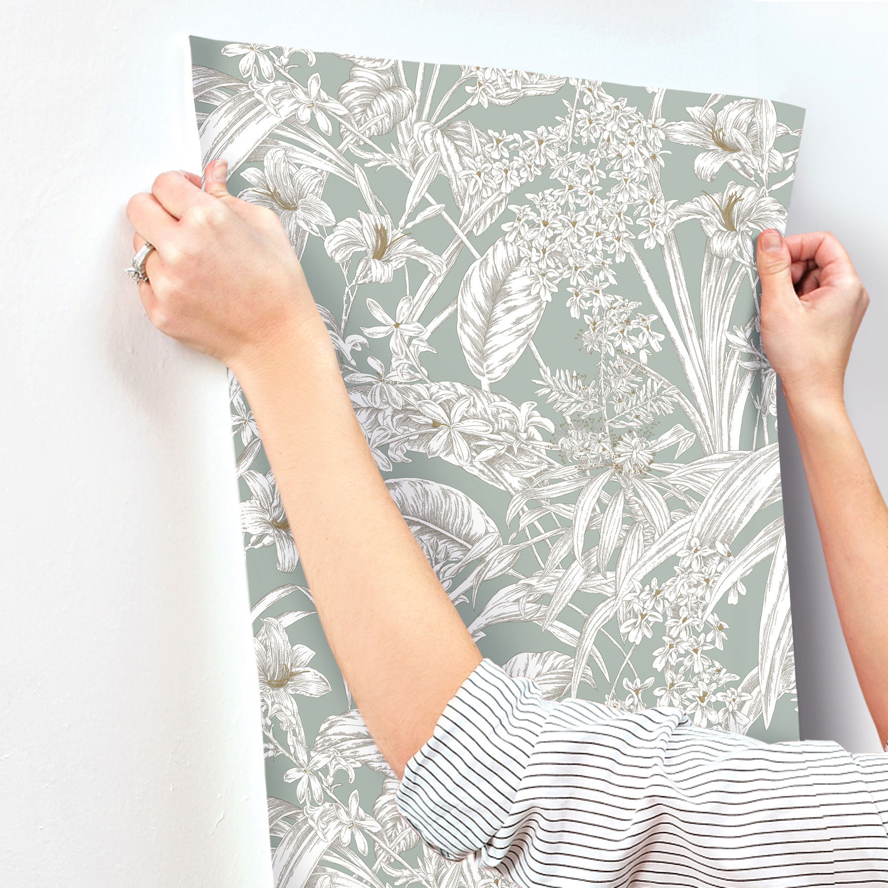 Orchid Conservatory Toile Seamist & Taupe Wallpaper large image 