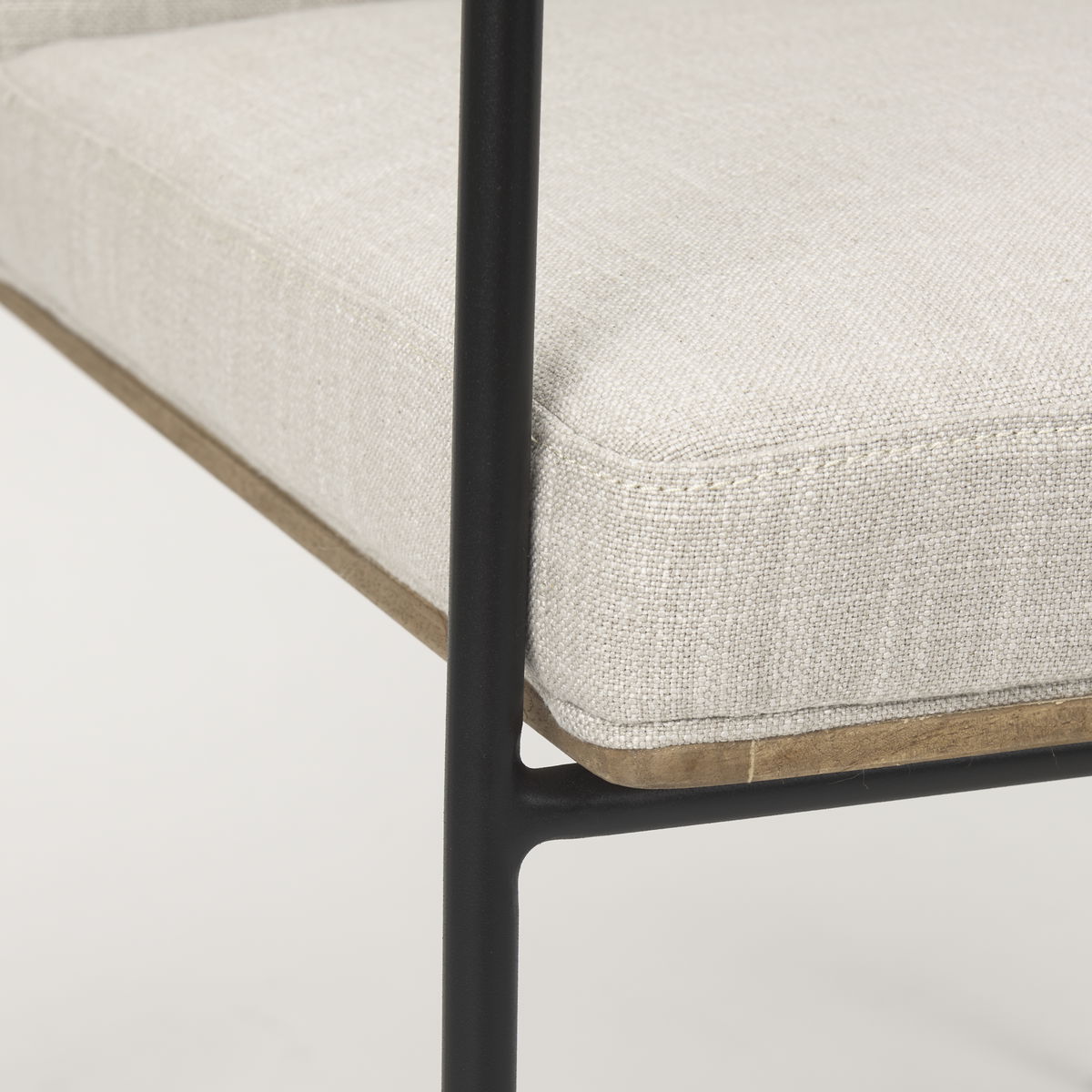 Stamford High-Back Dining Side Chair | Beige Linen with Black Metal, Dining Chair by Mercana, 25" length x 20.5" width x 36" height View 12