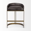 Hollyfield II Black Leather Seat Gold Metal Base Counter Stool thumbnail 2