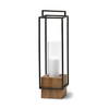 Orionis Large Wood with Black Metal Lantern Candle Holder, Lighting by Mercana, 6.69" length x 6.69" width x 23.82" height thumbnail 1