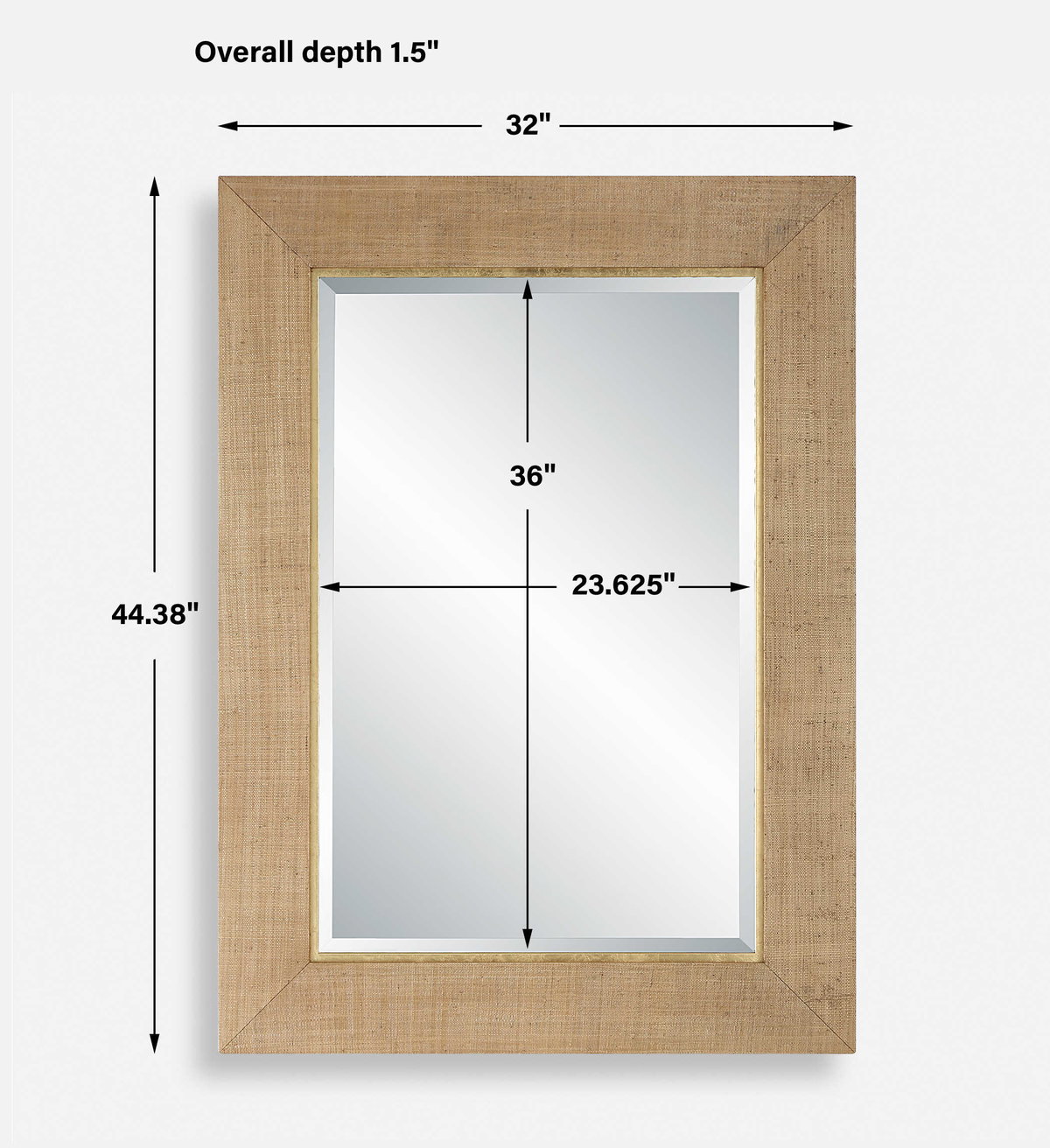 Bungalow Grass Cloth Mirror, by Uttermost, 2'8" width x 3'8.38" height x 1.5" depth View 3