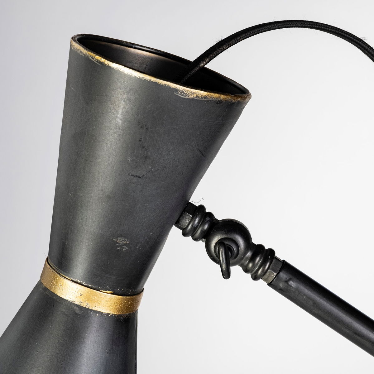Eris III (58.3'H) Black/Brass Metal Cone Shade Floor Lamp, by Mercana, 20.08" length x 17.72" width x 58.27" height View 8