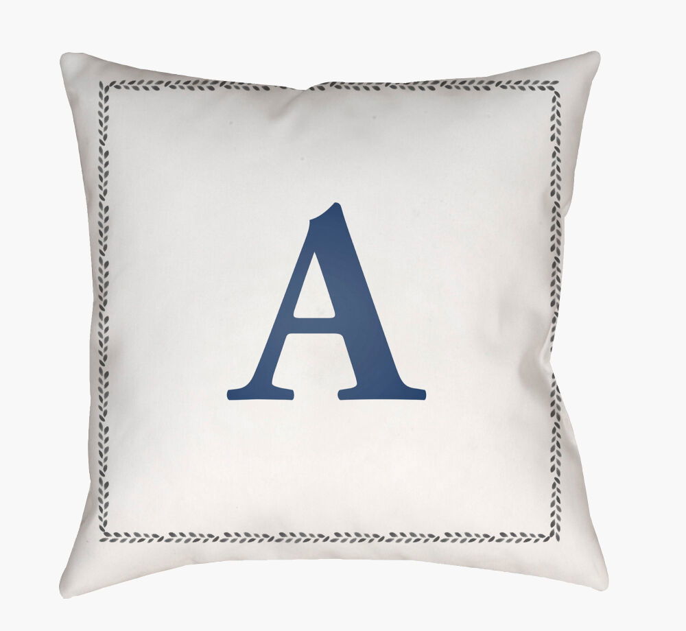 Initials Accent Pillow, Decorative Pillow by Surya, 18" length x 18" width