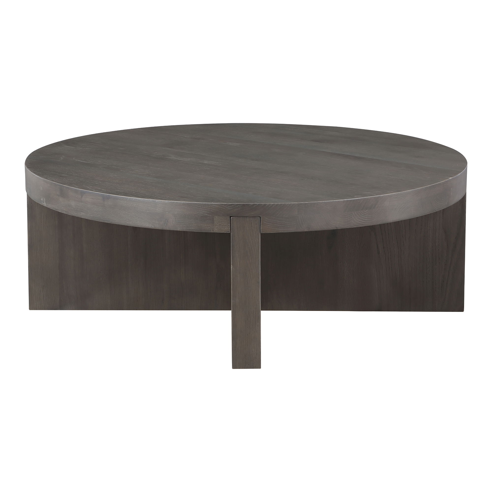 Folke Round Coffee Table Dark Brown, by Moe's Home, 38" width x 13.38" height x 38" depth View 2