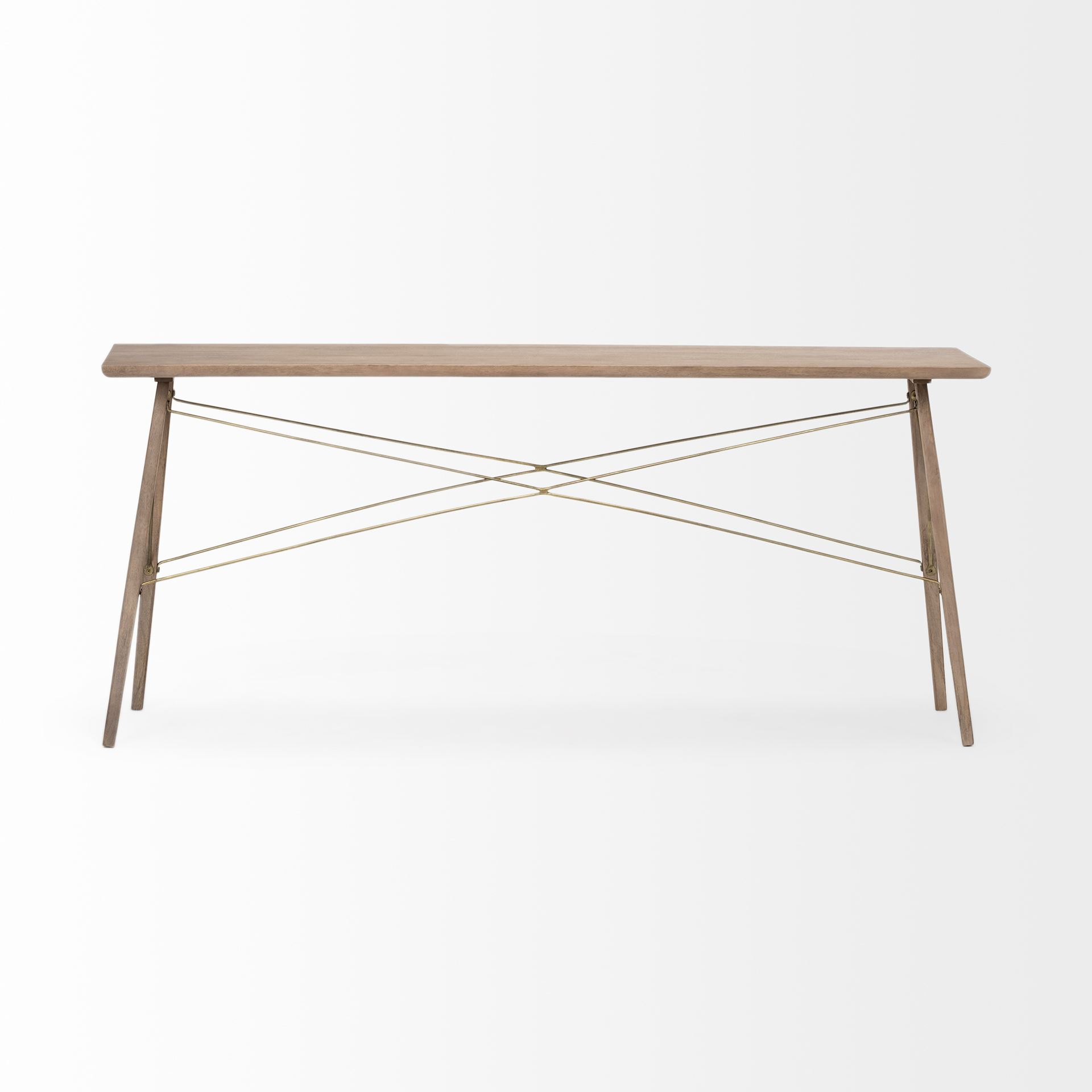 Kirby I 66L x 16W Brown Wooden Cross Braced Console Table large image 