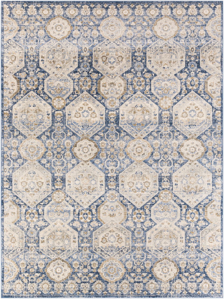 Indigo Machine Woven Rug, by Surya, 1'3.75" length x 1'3.75" width