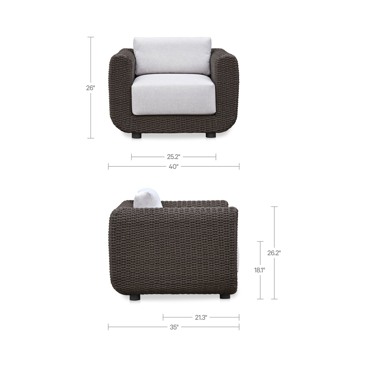 Soma Outdoor Accent Chair Dark Brown, Outdoor Chair by Moe's Home, 3'4" width x 2'2" height x 2'11" depth View 9