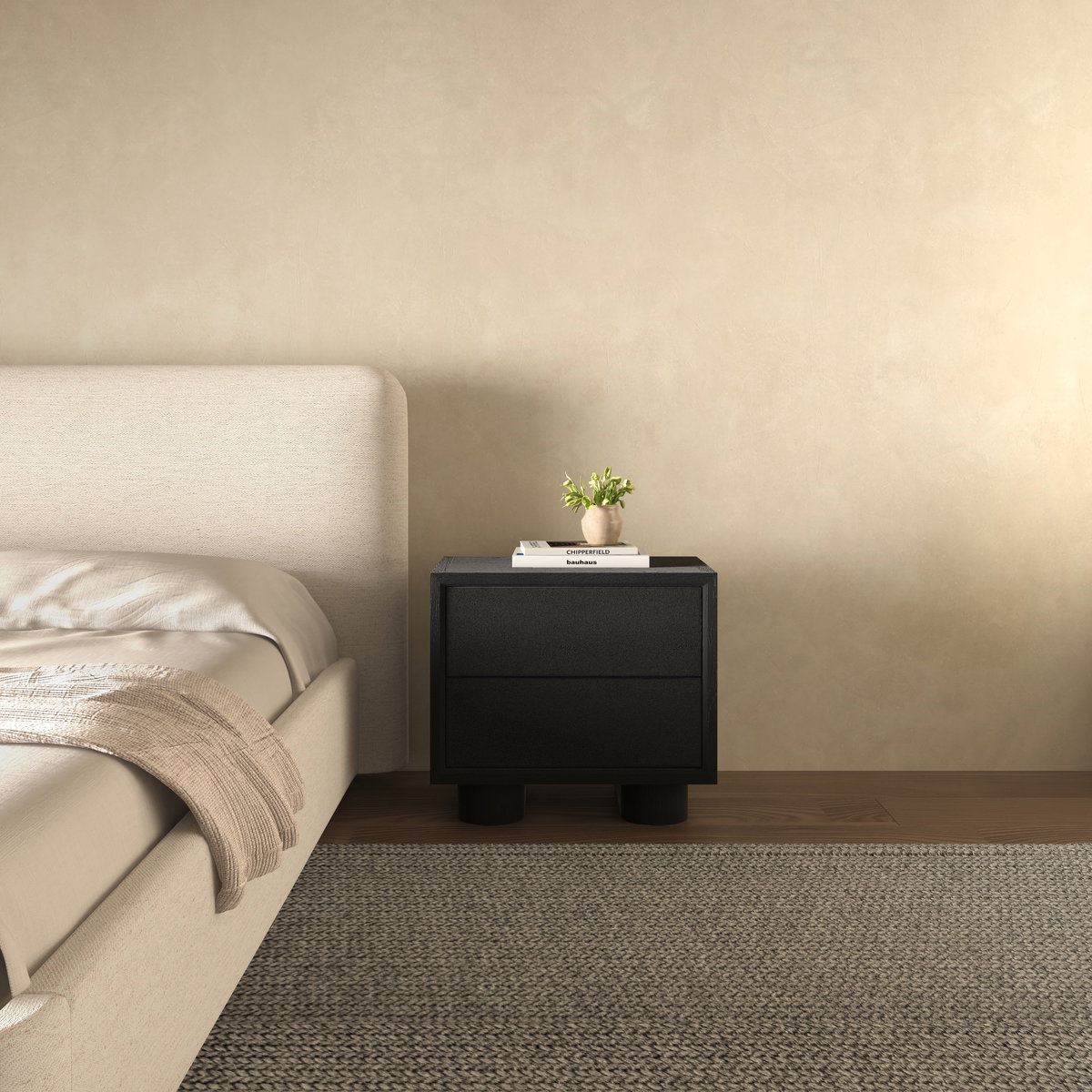 Marcelle Nightstand Black, by Moe's Home, 24" width x 21.63" height x 15" depth View 6