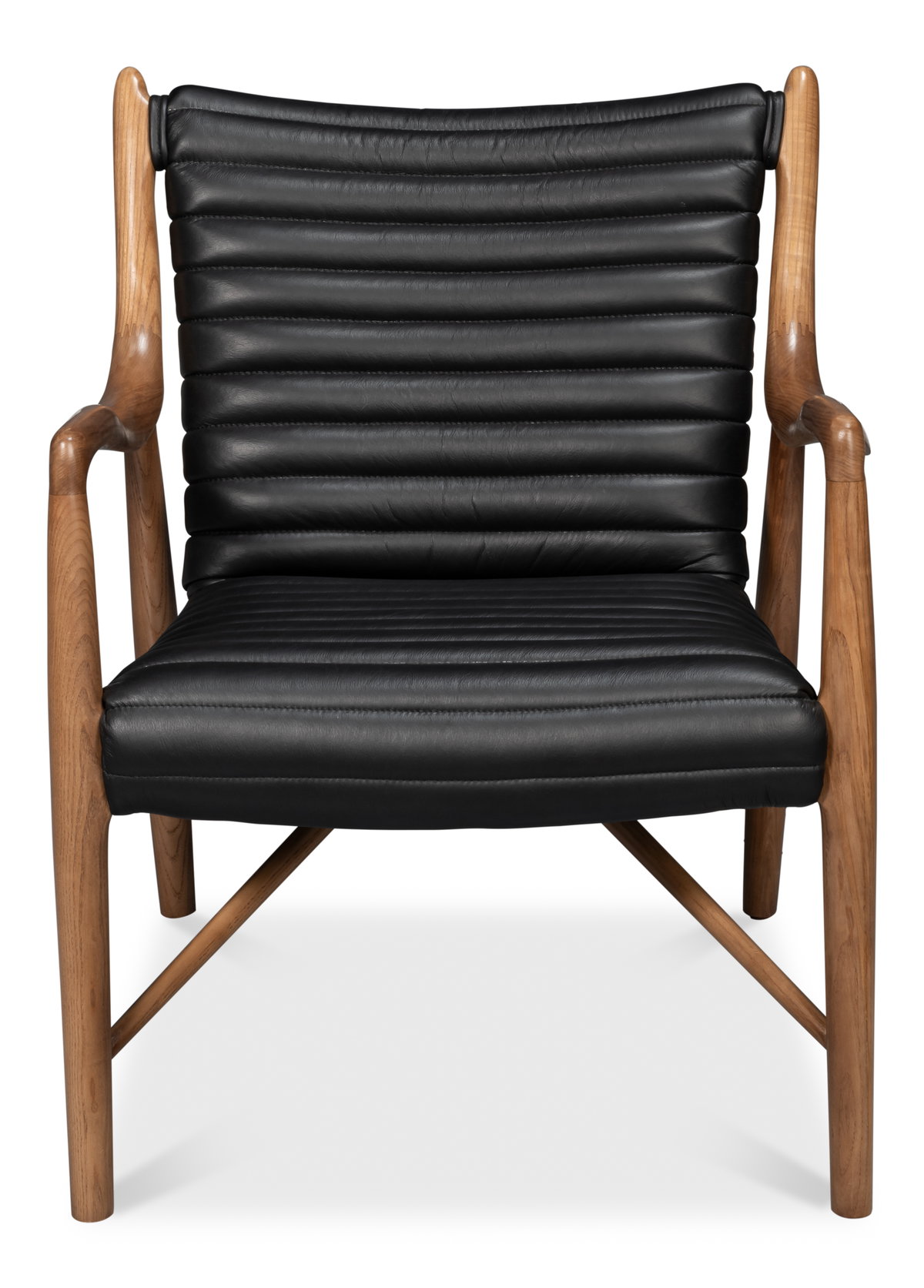 Singletary Leather Chair  Onyx Black, by Sarreid, 2'4" length x 2'3" width x 2'8" height View 2