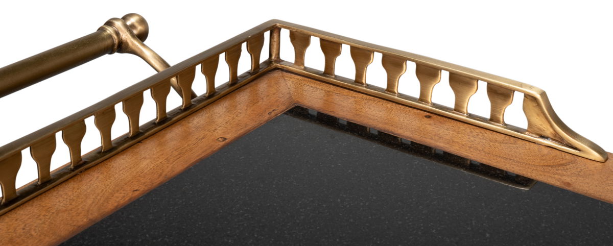 Capital Serving Cart  Fruitwood Finish, by Sarreid, 1'7" length x 4'4" width x 3'3" height View 5