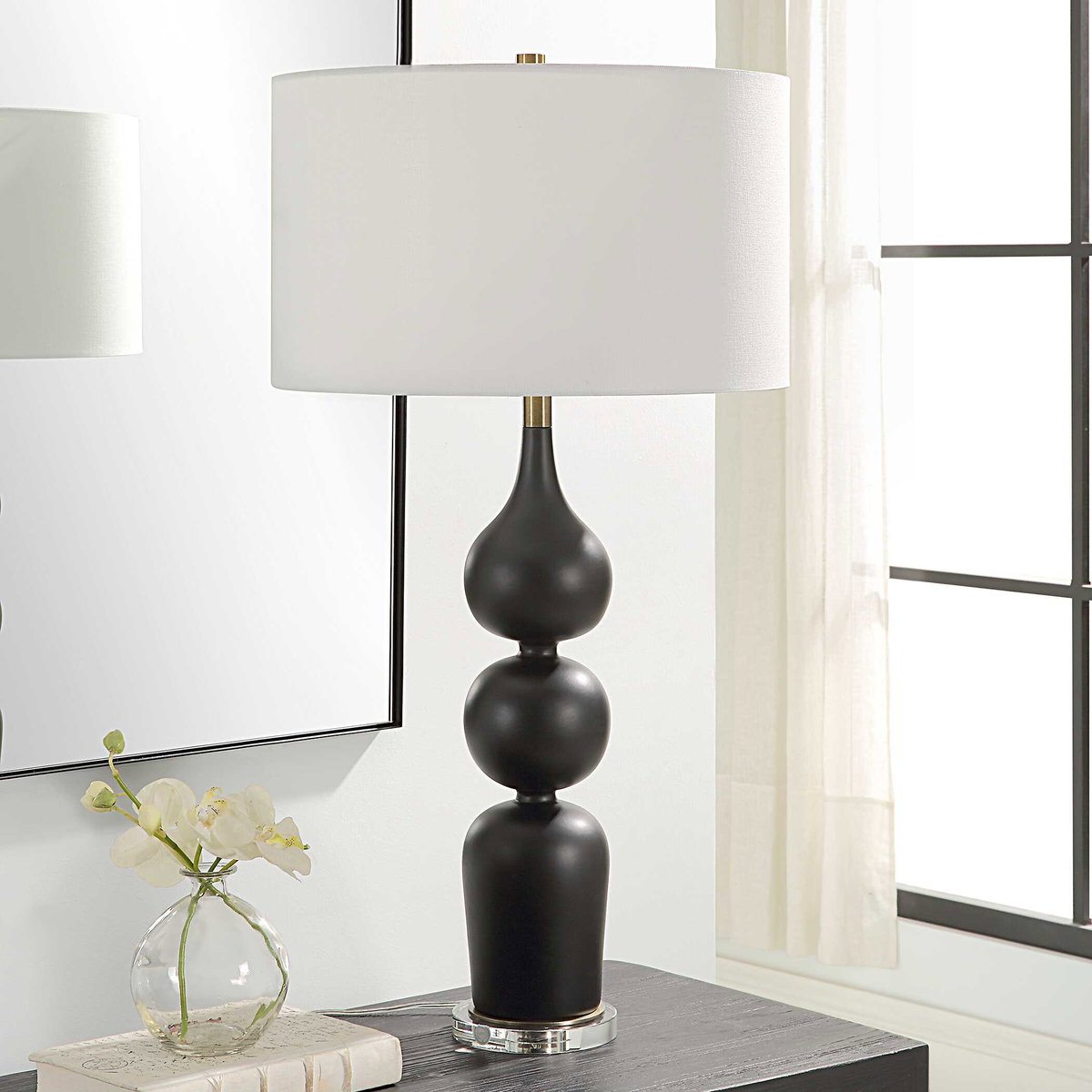 Caviar Black Table Lamp, by Uttermost, 17" width x 32.75" height x 17" depth View 4