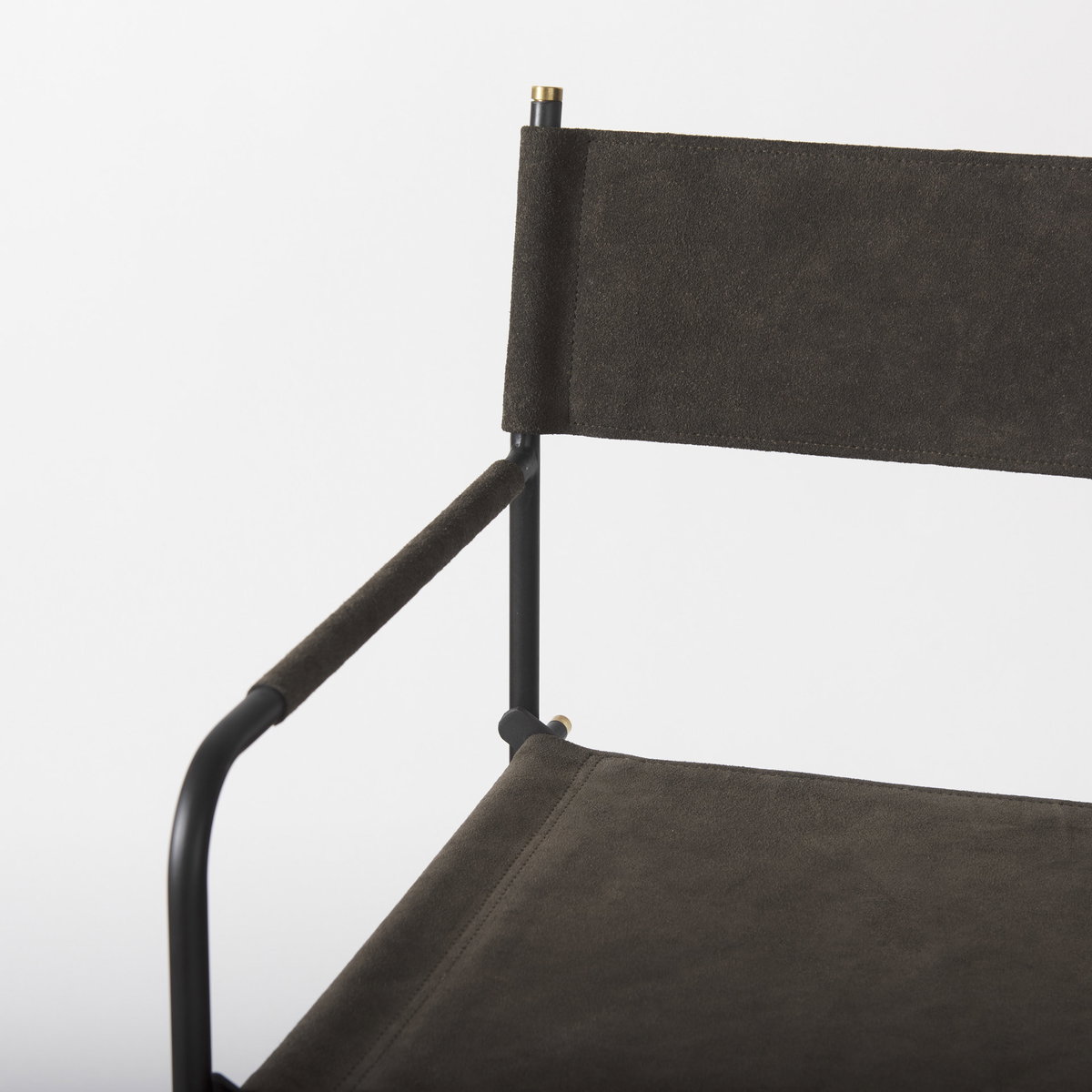 Direttore Backless 44.3in Seat Bar Stool | Brown/Gray Suede with Metal, Counter & Bar Stool by Mercana, 19.3" length x 20" width x 44.25" height View 7