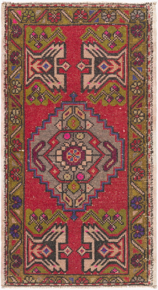Antique One of a Kind Handmade Rug, by Surya, 3'4" length x 1'9" width