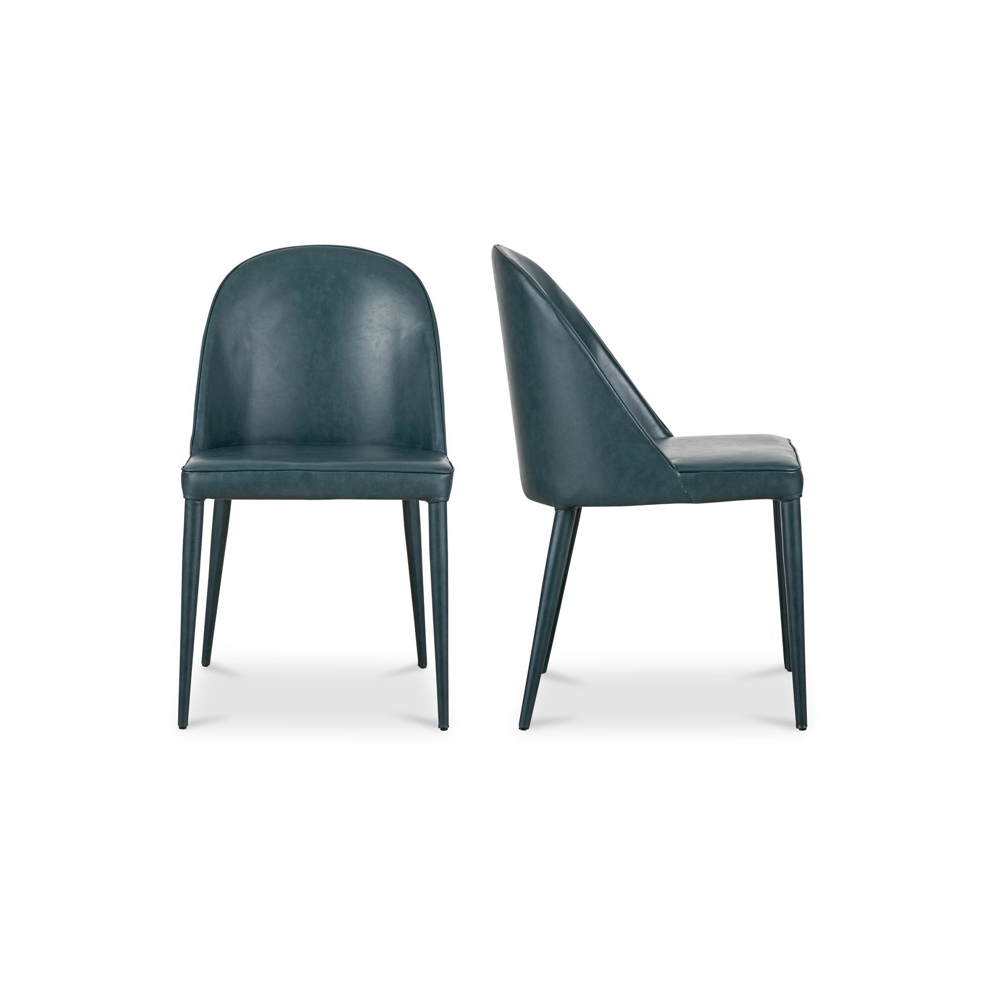 Burton Dining Chair Dark Teal Vegan Leather - Set Of Two, by Moe's Home, 18.5" width x 32.5" height x 22.5" depth View 2