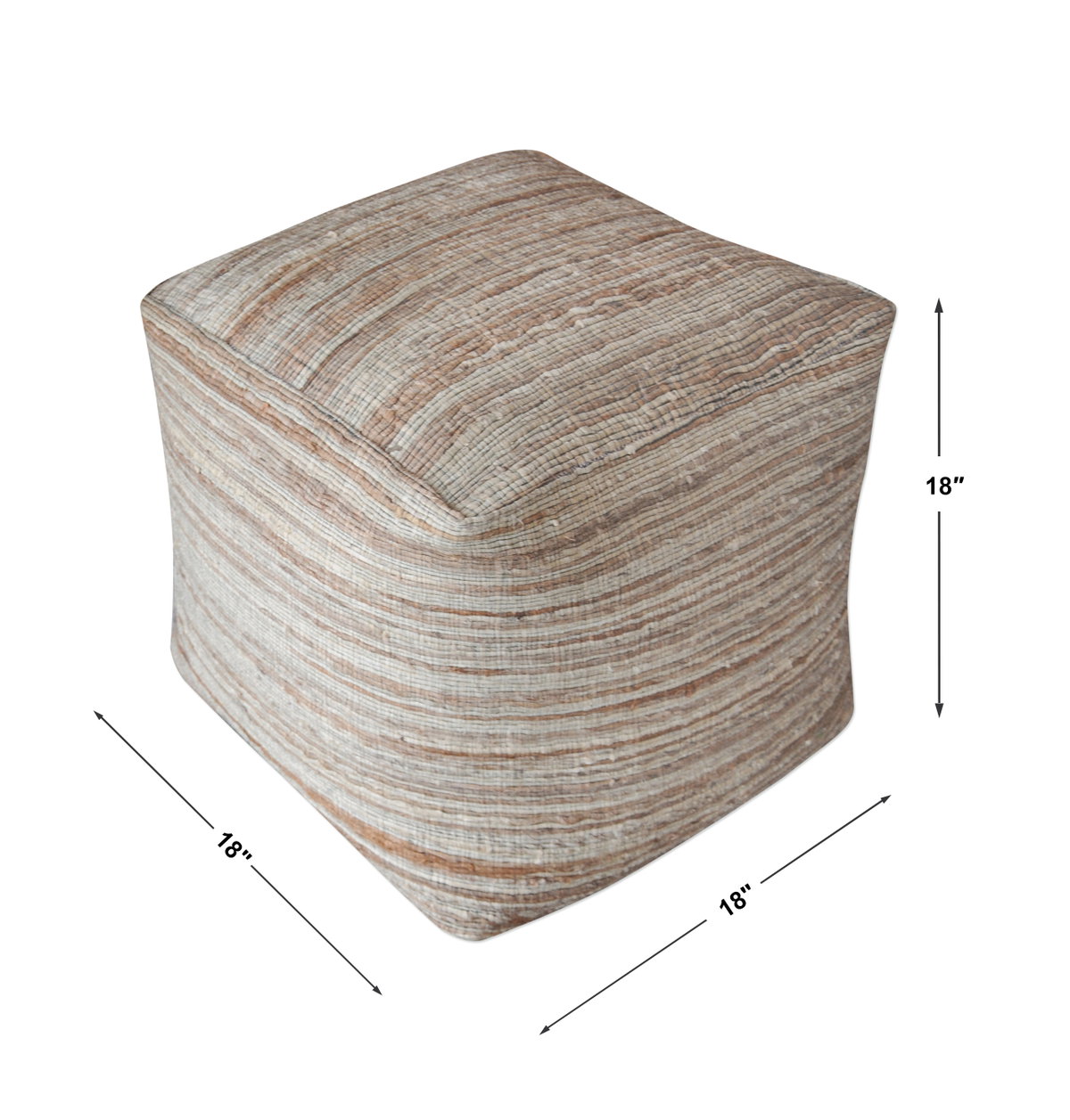 Shiro Beige Pouf, Ottoman by Uttermost, 18" width x 18" height x 18" depth View 3